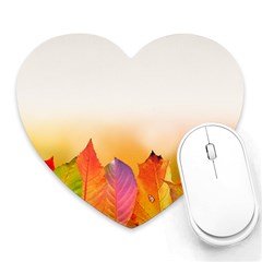 Autumn Leaves Colorful Fall Foliage Heart Mousepads by BangZart