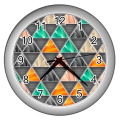 Abstract Geometric Triangle Shape Wall Clocks (silver)  by BangZart