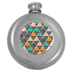 Abstract Geometric Triangle Shape Round Hip Flask (5 Oz) by BangZart