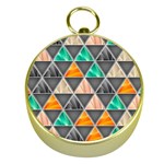 Abstract Geometric Triangle Shape Gold Compasses Front