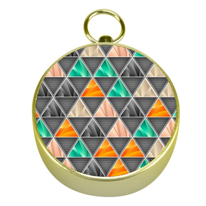 Abstract Geometric Triangle Shape Gold Compasses