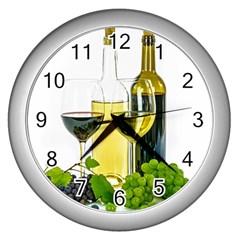 White Wine Red Wine The Bottle Wall Clocks (silver)  by BangZart