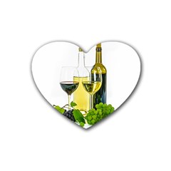 White Wine Red Wine The Bottle Rubber Coaster (heart)  by BangZart