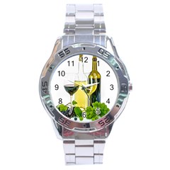 White Wine Red Wine The Bottle Stainless Steel Analogue Watch by BangZart