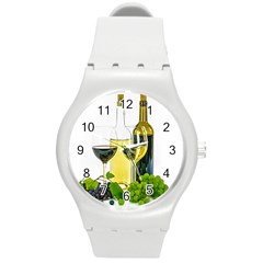 White Wine Red Wine The Bottle Round Plastic Sport Watch (m) by BangZart