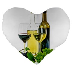 White Wine Red Wine The Bottle Large 19  Premium Heart Shape Cushions by BangZart