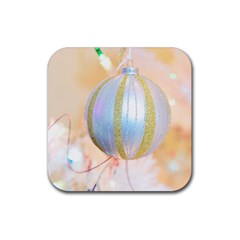 Sphere Tree White Gold Silver Rubber Coaster (square)  by BangZart