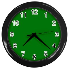 Solid Christmas Green Velvet Classic Colors Wall Clocks (black) by PodArtist