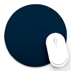 Solid Christmas Silent Night Blue Round Mousepads by PodArtist