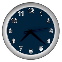 Solid Christmas Silent Night Blue Wall Clocks (silver)  by PodArtist