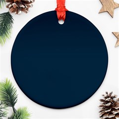 Solid Christmas Silent Night Blue Round Ornament (two Sides) by PodArtist