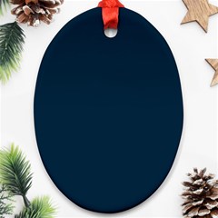 Solid Christmas Silent Night Blue Oval Ornament (two Sides) by PodArtist