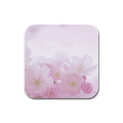 Pink Blossom Bloom Spring Romantic Rubber Square Coaster (4 Pack)  by BangZart