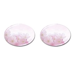 Pink Blossom Bloom Spring Romantic Cufflinks (oval) by BangZart