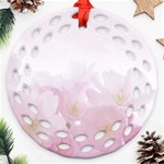 Pink Blossom Bloom Spring Romantic Round Filigree Ornament (Two Sides) Front