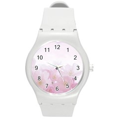 Pink Blossom Bloom Spring Romantic Round Plastic Sport Watch (m) by BangZart