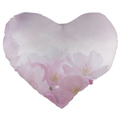 Pink Blossom Bloom Spring Romantic Large 19  Premium Heart Shape Cushions by BangZart