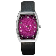 Purple Background Scrapbooking Abstract Barrel Style Metal Watch by BangZart