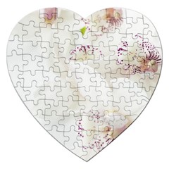 Orchids Flowers White Background Jigsaw Puzzle (heart) by BangZart