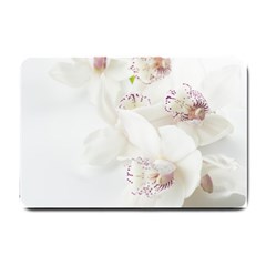 Orchids Flowers White Background Small Doormat  by BangZart