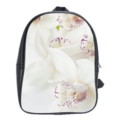 Orchids Flowers White Background School Bags(large)  by BangZart