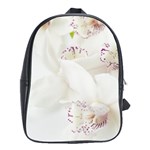 Orchids Flowers White Background School Bags(Large)  Front