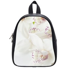 Orchids Flowers White Background School Bags (small)  by BangZart