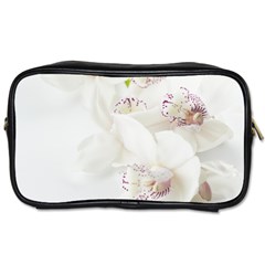 Orchids Flowers White Background Toiletries Bags 2-side by BangZart