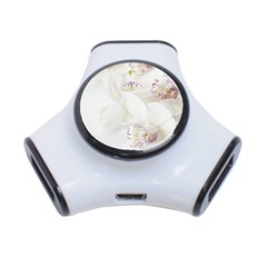 Orchids Flowers White Background 3-port Usb Hub by BangZart