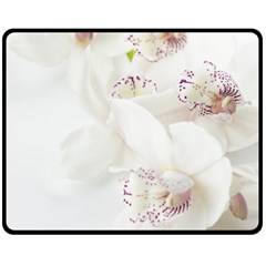 Orchids Flowers White Background Double Sided Fleece Blanket (medium)  by BangZart