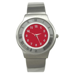 Usa Flag Red Blood Red Classic Solid Color  Stainless Steel Watch by PodArtist