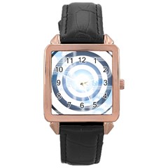 Center Centered Gears Visor Target Rose Gold Leather Watch  by BangZart