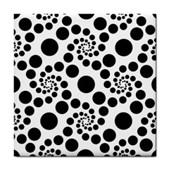 Dot Dots Round Black And White Tile Coasters by BangZart