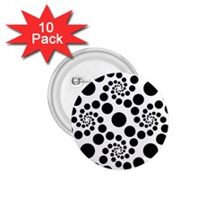 Dot Dots Round Black And White 1 75  Buttons (10 Pack) by BangZart