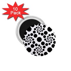 Dot Dots Round Black And White 1 75  Magnets (10 Pack)  by BangZart