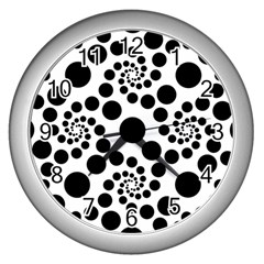 Dot Dots Round Black And White Wall Clocks (silver)  by BangZart