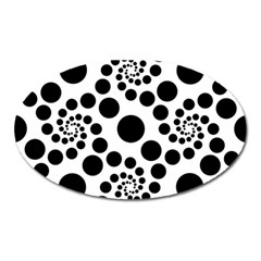 Dot Dots Round Black And White Oval Magnet by BangZart