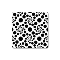 Dot Dots Round Black And White Square Magnet by BangZart