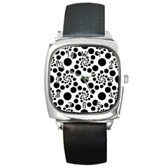 Dot Dots Round Black And White Square Metal Watch by BangZart