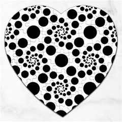 Dot Dots Round Black And White Jigsaw Puzzle (heart) by BangZart