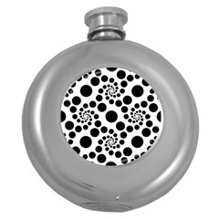 Dot Dots Round Black And White Round Hip Flask (5 Oz) by BangZart