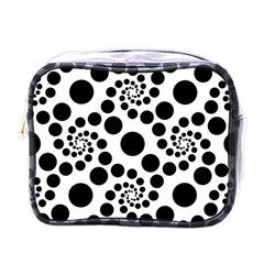 Dot Dots Round Black And White Mini Toiletries Bags by BangZart