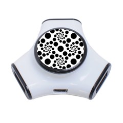 Dot Dots Round Black And White 3-port Usb Hub by BangZart