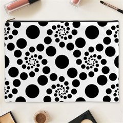 Dot Dots Round Black And White Cosmetic Bag (xxxl)  by BangZart