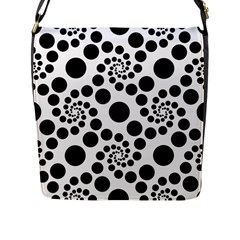 Dot Dots Round Black And White Flap Messenger Bag (l)  by BangZart