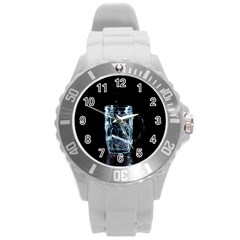 Glass Water Liquid Background Round Plastic Sport Watch (l) by BangZart