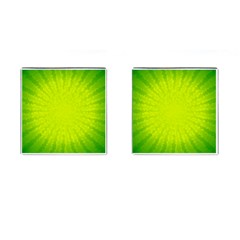 Radial Green Crystals Crystallize Cufflinks (square) by BangZart