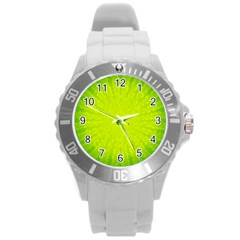 Radial Green Crystals Crystallize Round Plastic Sport Watch (l) by BangZart