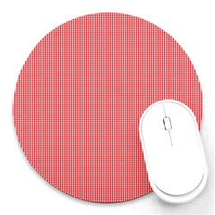 Christmas Red Velvet Mini Gingham Check Plaid Round Mousepads