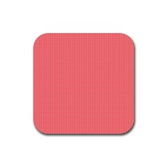 Christmas Red Velvet Mini Gingham Check Plaid Rubber Coaster (square) 